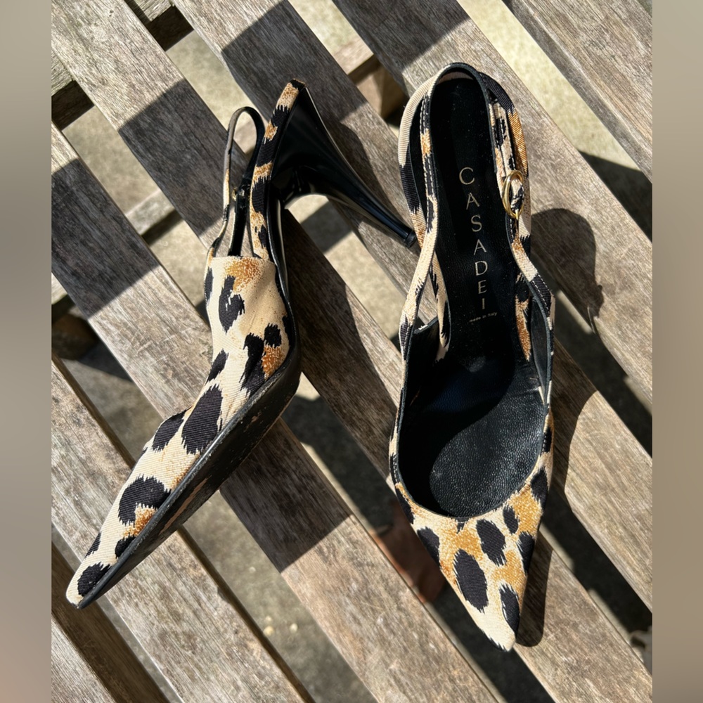 Casadei Leopard Print Slingback Heels
